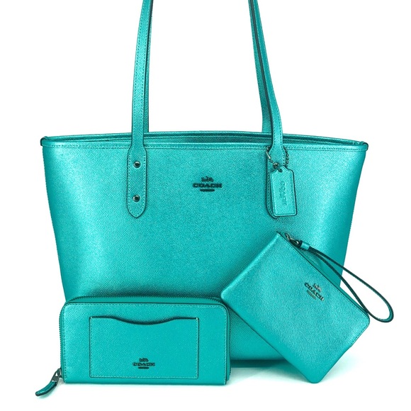 Coach Handbags - 3PCS Coach City Zip Top Tote Wallet Wristlet Set